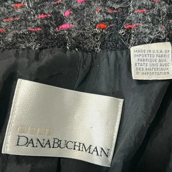 Dana Buchman Vintage Preppy Tweed Black and Pink Blazer - Picture 8 of 15